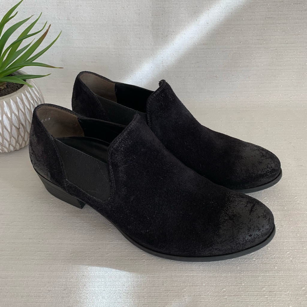 Paul Green Faith Black Suede Leather Ankle Booties Woman’s Eu4us6.5